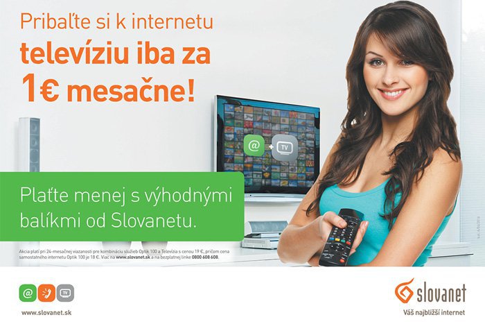 Ilustračný obrázok k článku Slovanet ponúka televíziu k internetu iba za 1 euro mesačne