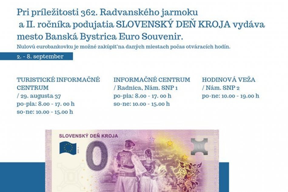 Predaj suvenírovej eurobankovky Slovenský DEŇ KROJA